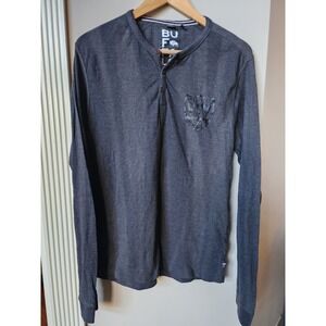 David Bitton Shirt Buffalo Henley Shirt Dark Gray Mens Medium Henley Style